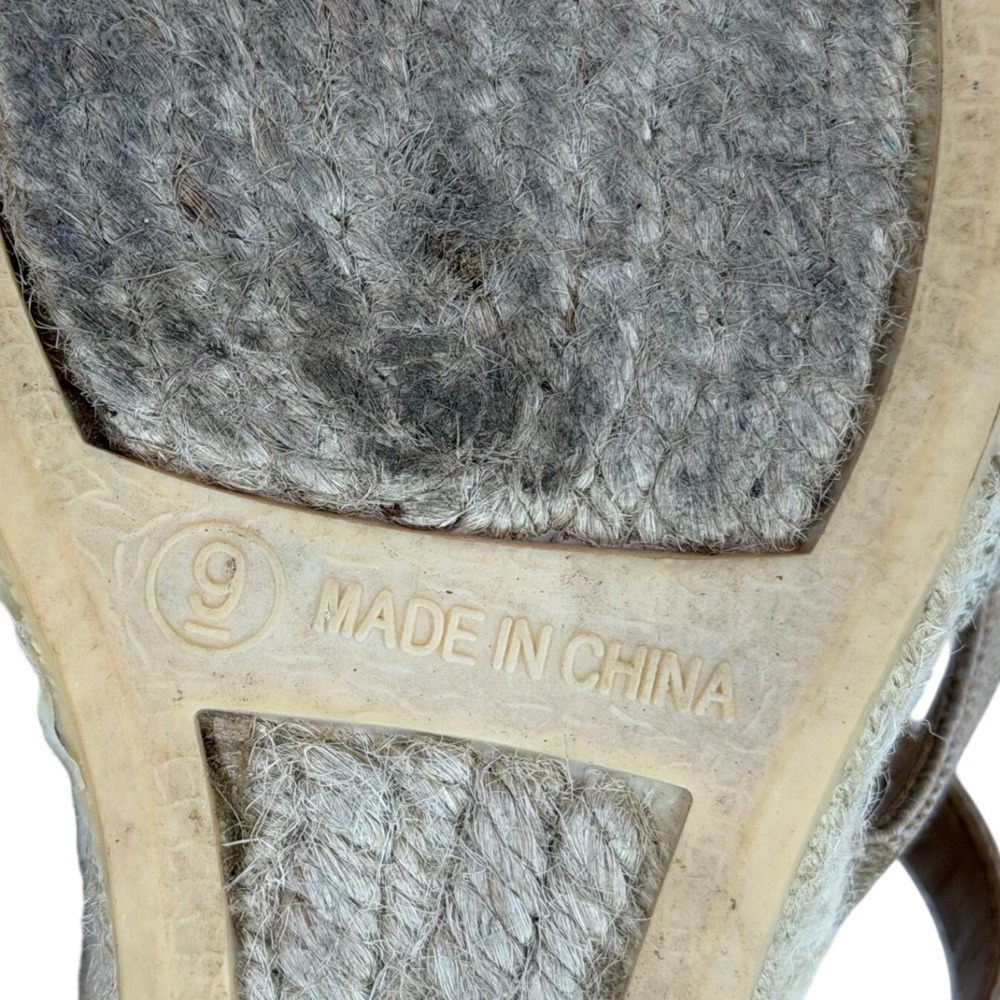 Talbots Lyndsay Natural Strappy Espadrille Wedge Sandals Womens Size 9 Tan Beige - Picture 9 of 11